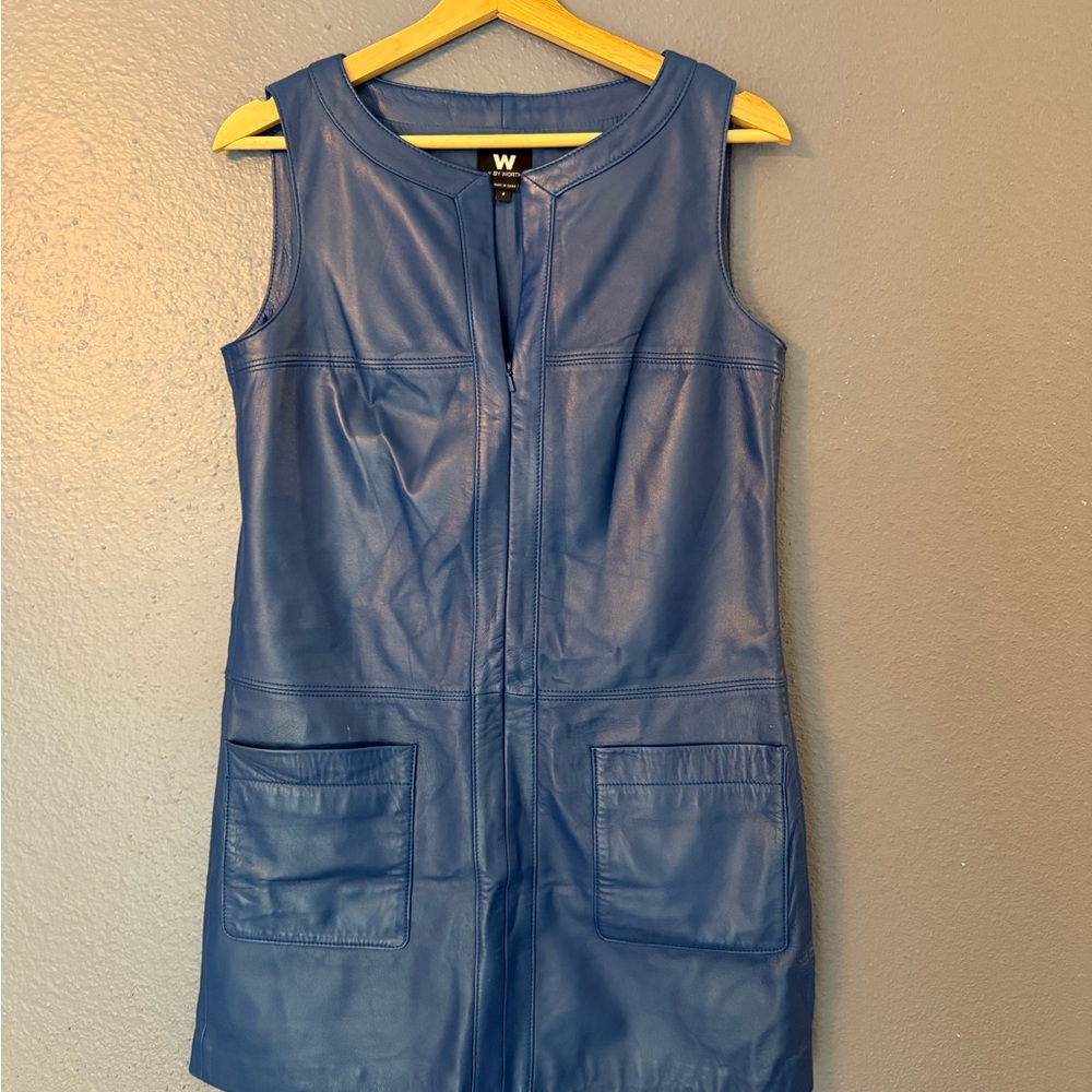 W by Worth blue leather tunic